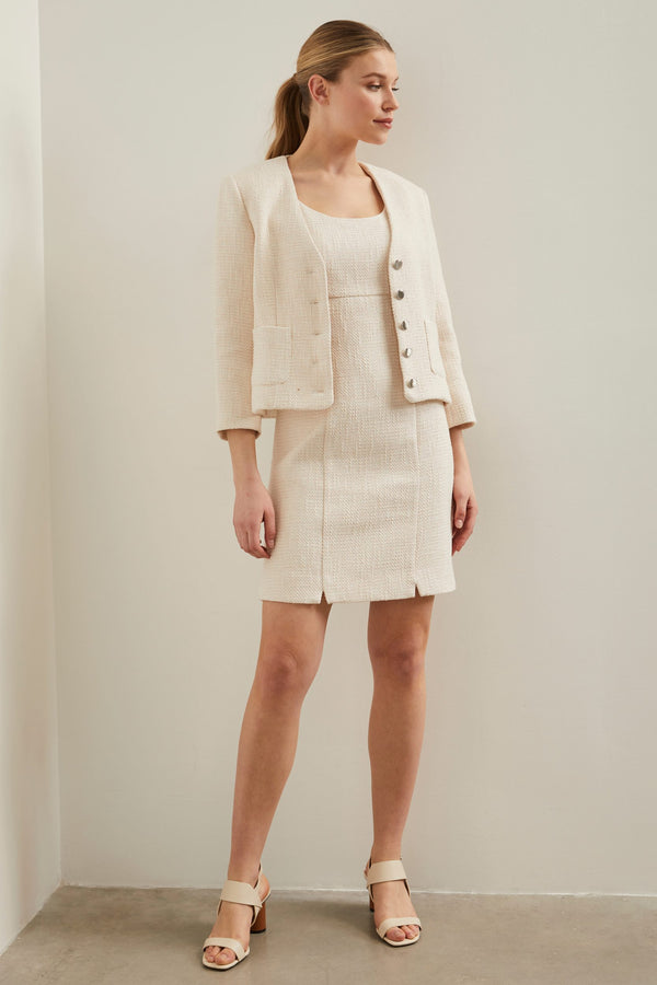 Fitted tweed dress with front