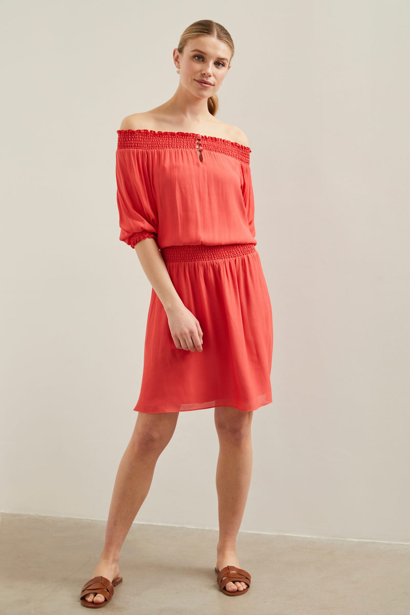 Off shoulder dress with ruching