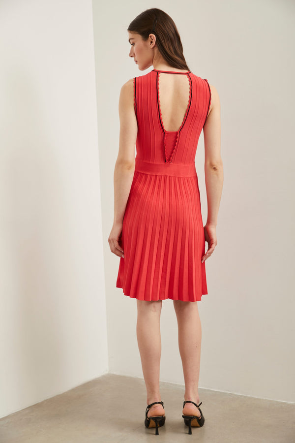 Fit & Flare Knit Dress With Open Back