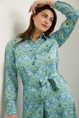 Floral shirt dress tied at front