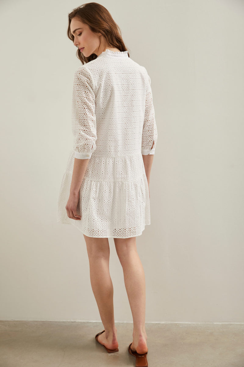 Eyelet dress with frill