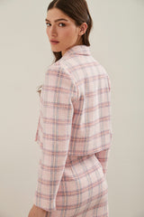Double breast cropped plaid blazer