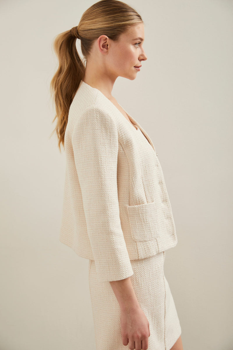Tweed blazer with applied pocket