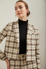 Cropped oversized plaid blazer