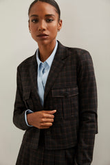 Cropped ponte blazer with flap pockets