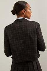 Cropped ponte blazer with flap pockets