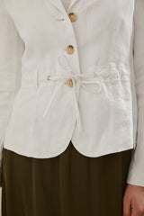 Casual linen blazer with drawstring