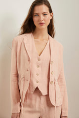 Casual linen blazer with drawstring