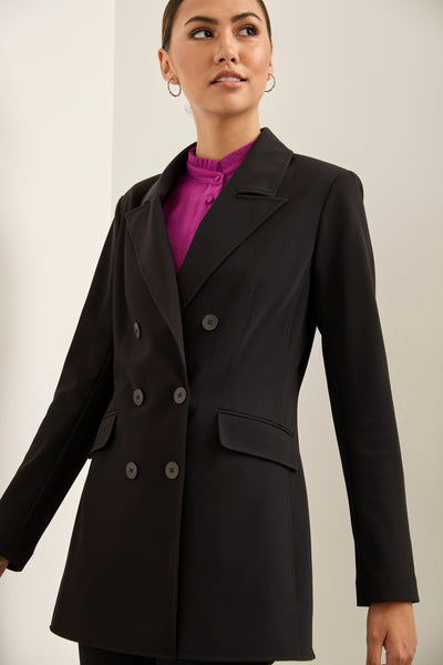 Black double breasted blazer ladies store