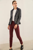 Stretch Fitted Blazer With Removable Hood