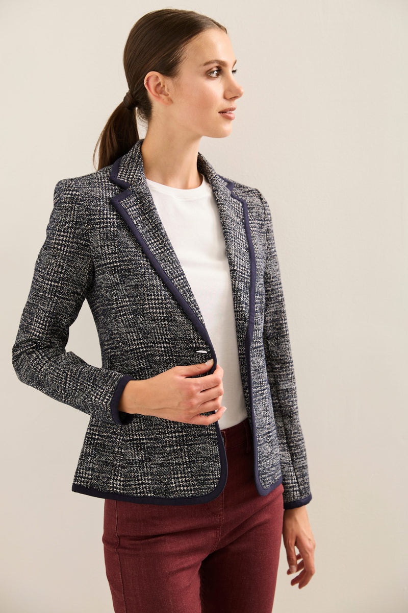 Stretch Fitted Blazer With Removable Hood