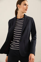 Fitted Stretch Blazer With Applied Pockets