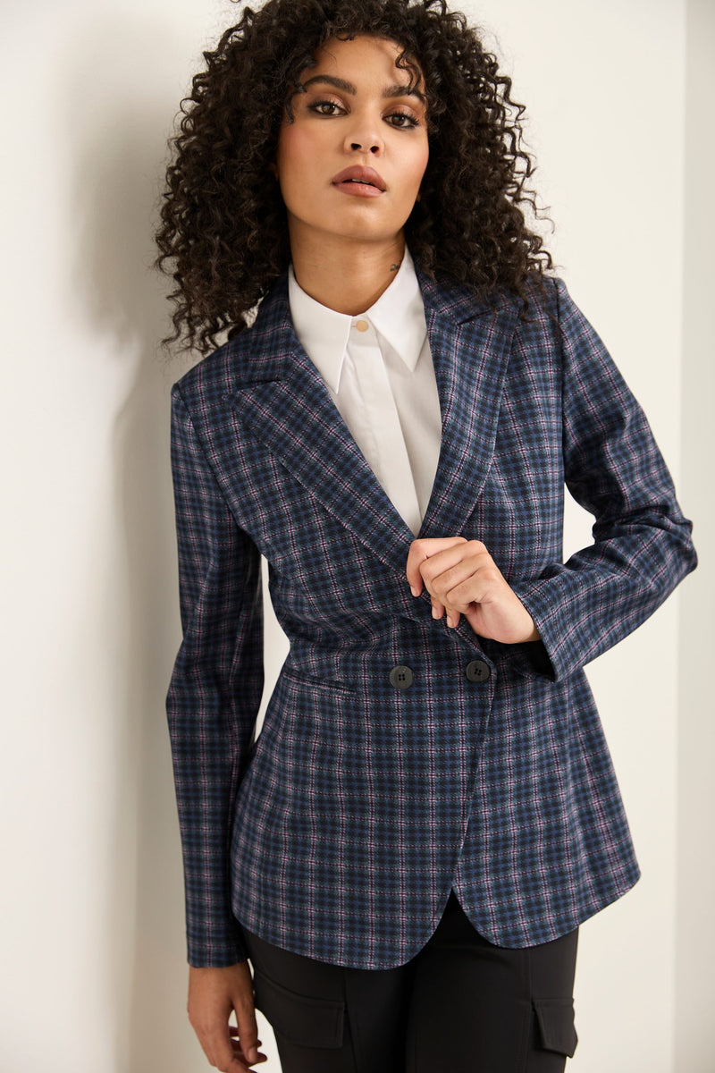 Sport Chic Fitted Double-Breasted Blazer