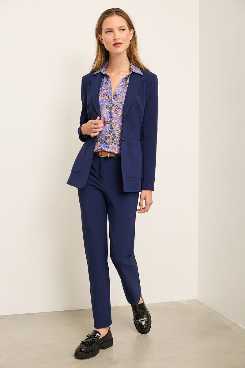 Sport Chic Fitted Blazer With Applied Pockets