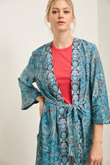 Veston kimono long à imprimé