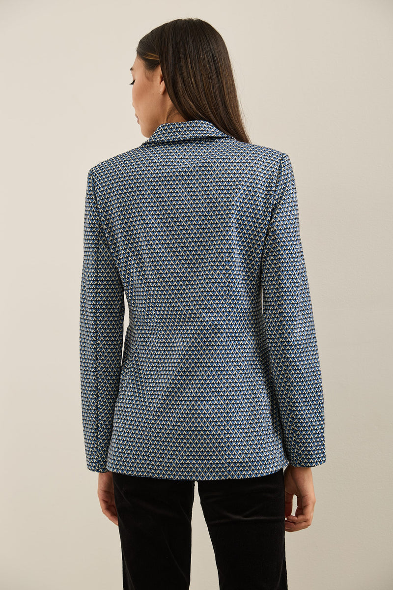 Fitted Long Jacquard Blazer