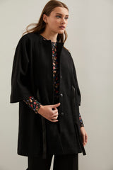 Manteau oversize en laine bouillie avec ceinture