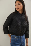 Short sleeve quilted bomber