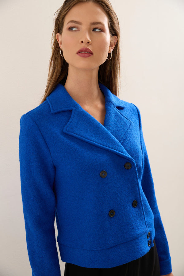 Cropped Boiled Wool Coat