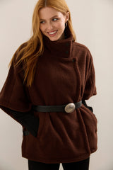 Bouclé Cape with Wide Collar