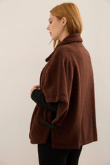Bouclé Cape with Wide Collar