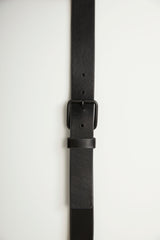 Ceinture en cuir à boucle noir mat