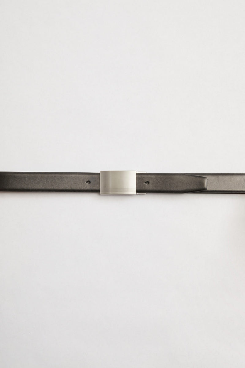 Plate buckle reversible belt