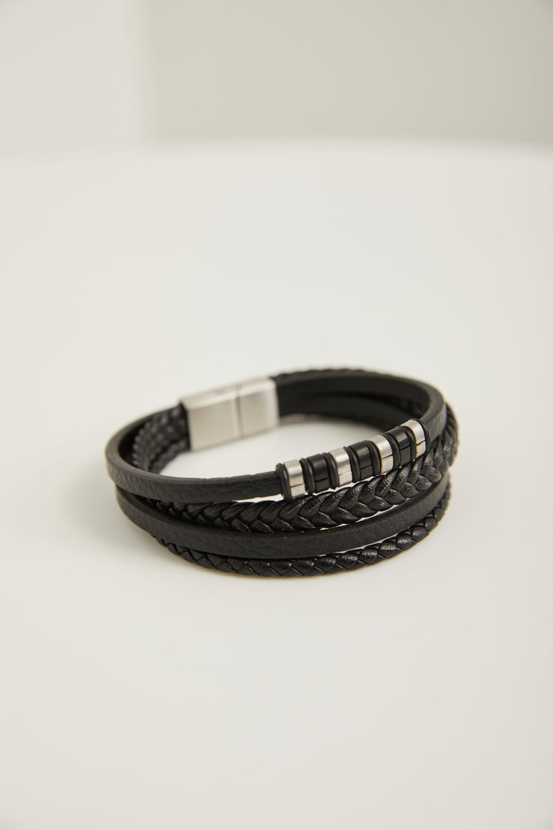 Four row leather bracelet