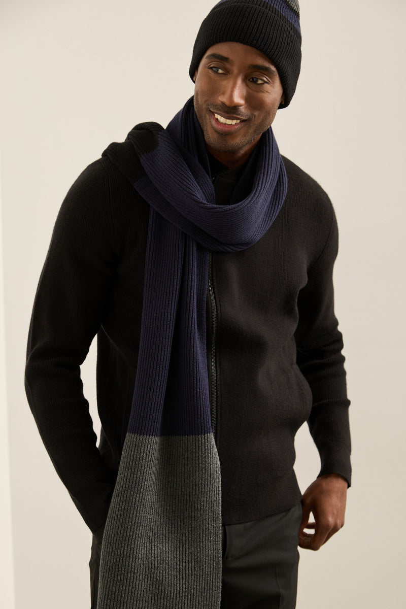 Colour Block Cotton Knitted Scarf