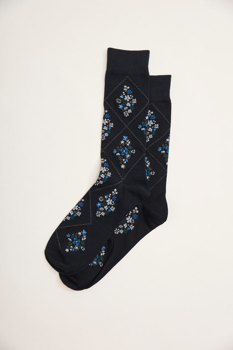 Flower argyle socks