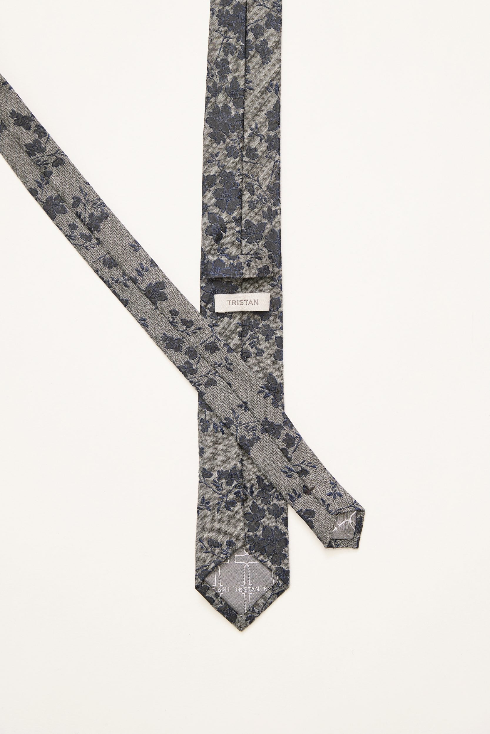 Cravate jacquard fleurs & chevrons