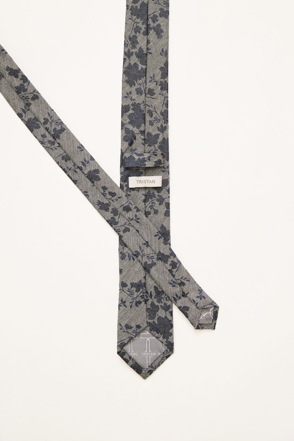 Cravate jacquard fleurs & chevrons