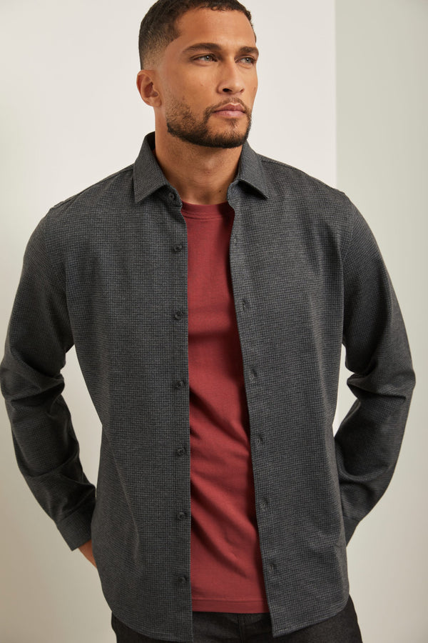 Chemise en jersey à micro carreaux