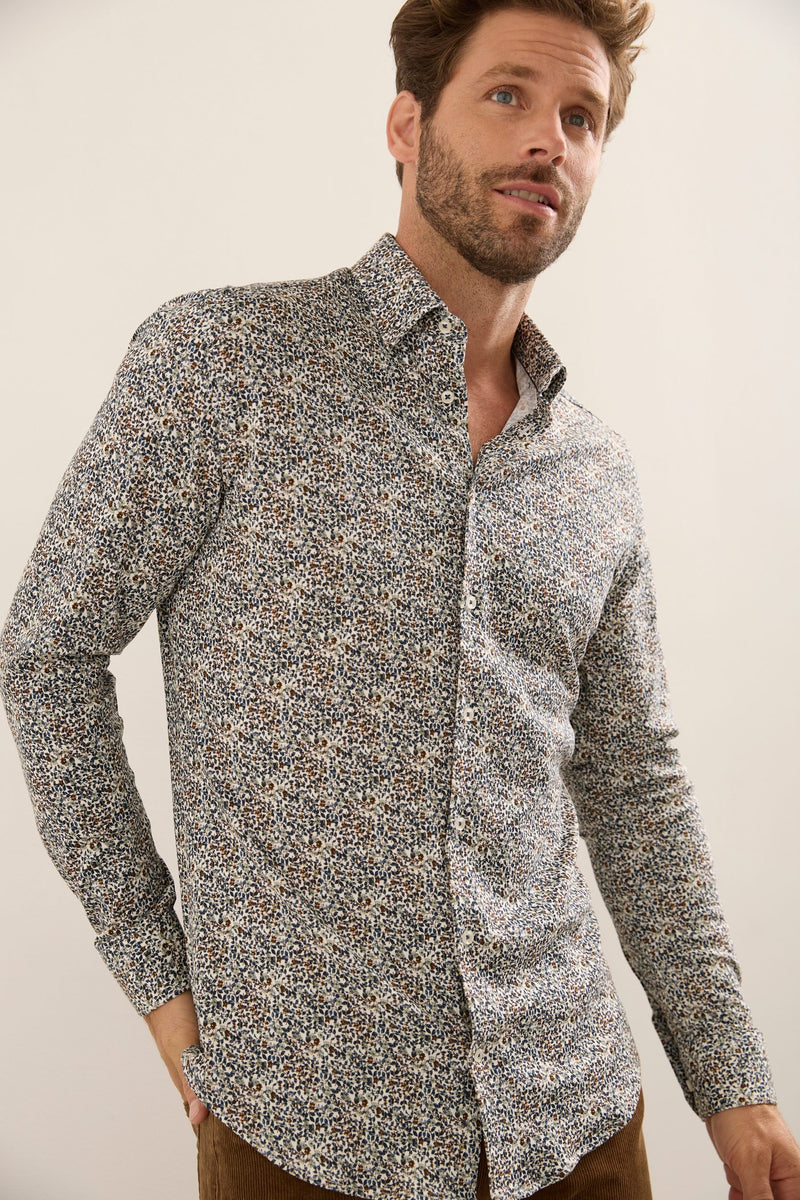 Extra-Fitted Floral Jersey Shirt