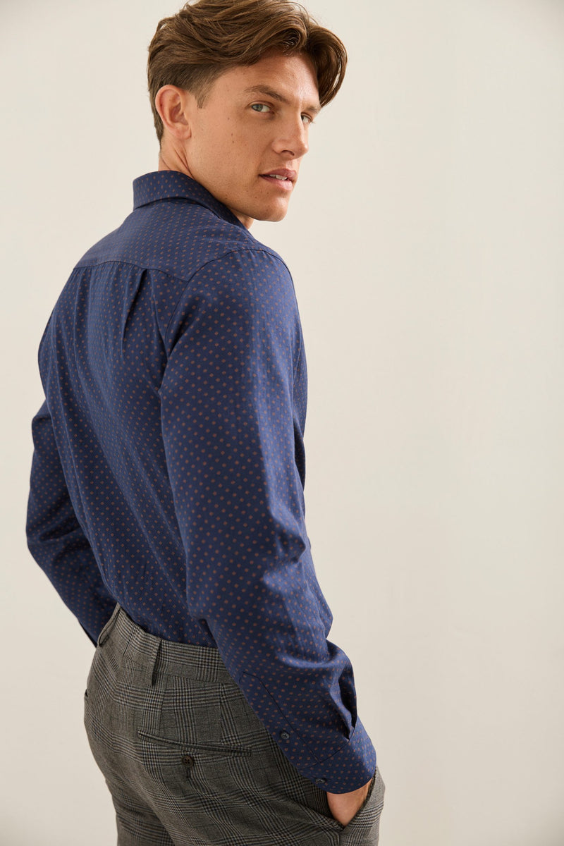 Micro Motif Print Fitted Shirt