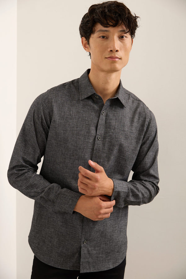Textured Twill Fitted Shirt