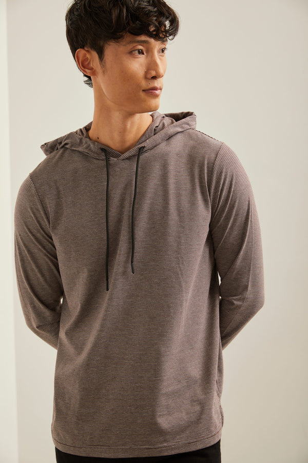 Long sleeve striped hooded t-shirt