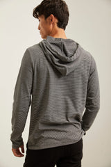 Long sleeve striped hooded t-shirt