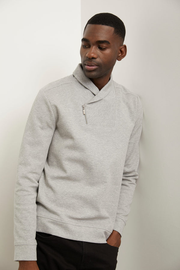 Shawl collar with zip sweater