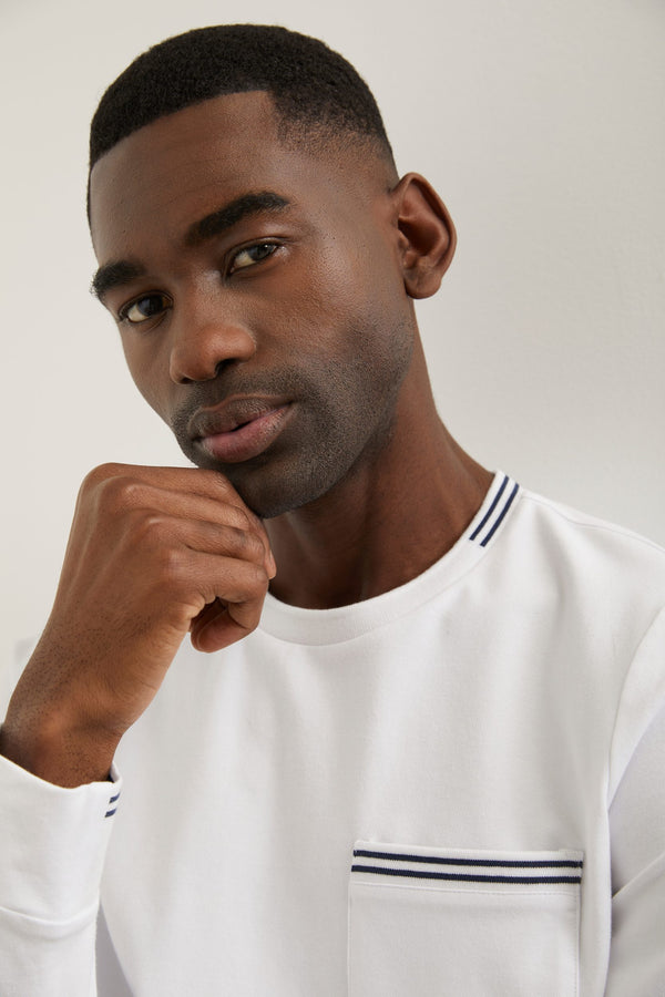 Rib details pique sweater