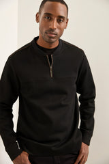 Zip Mock Collar Long Sleeve T-Shirt