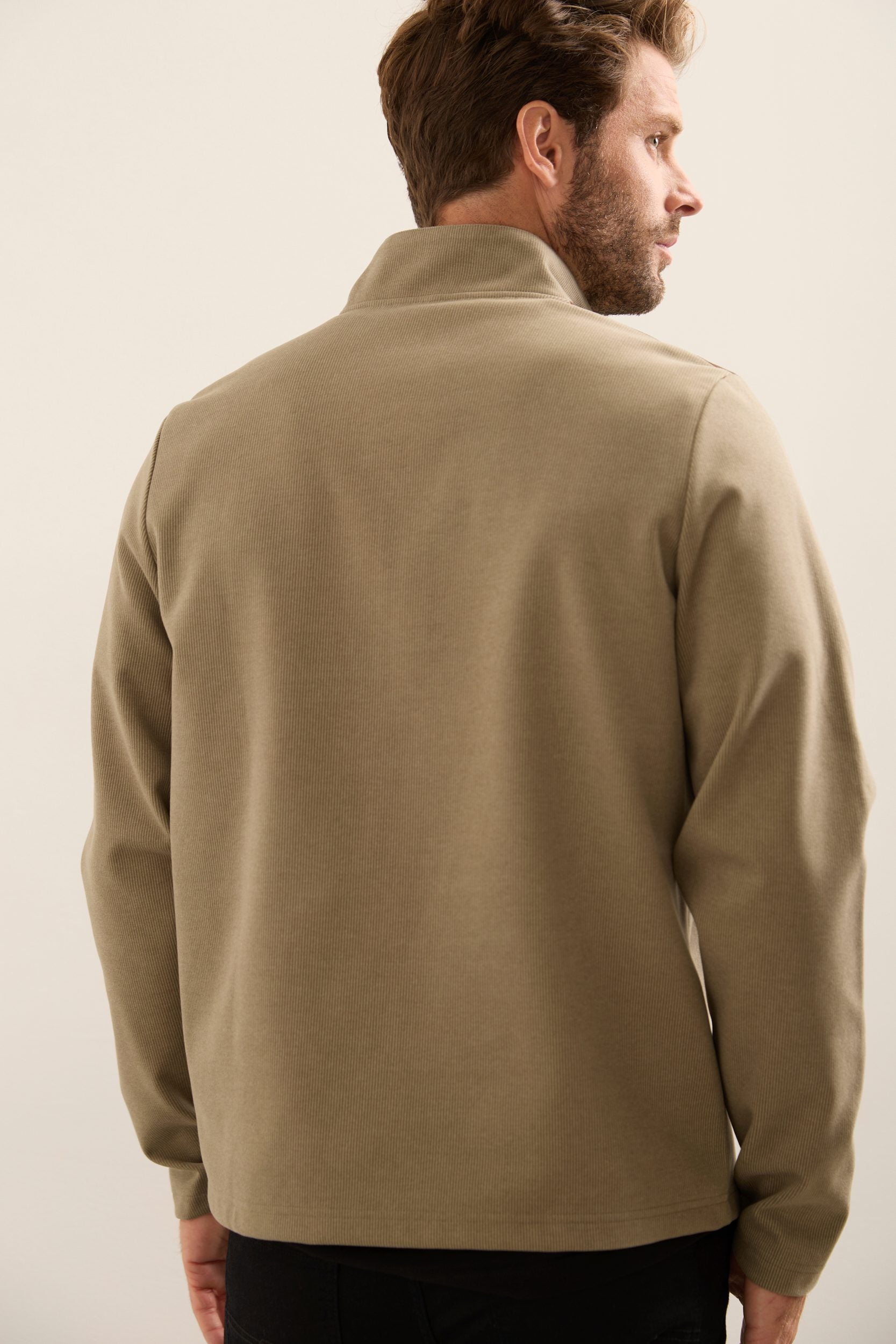 Chandail col montant à zip jersey effet rayures