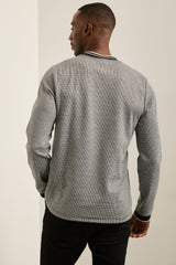 Haut jacquard détails de tricot côtelé