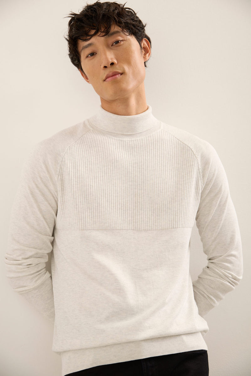Textured Front Turtle Neck Sweater