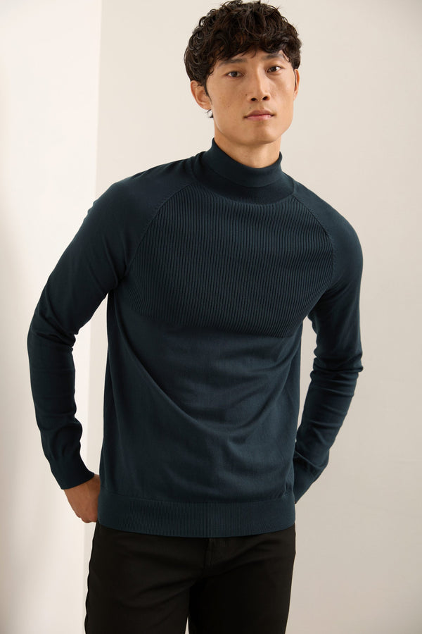 Textured Front Turtle Neck Sweater