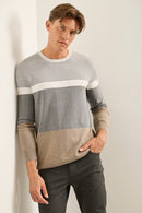 Block Stripe Crew Neck Sweater