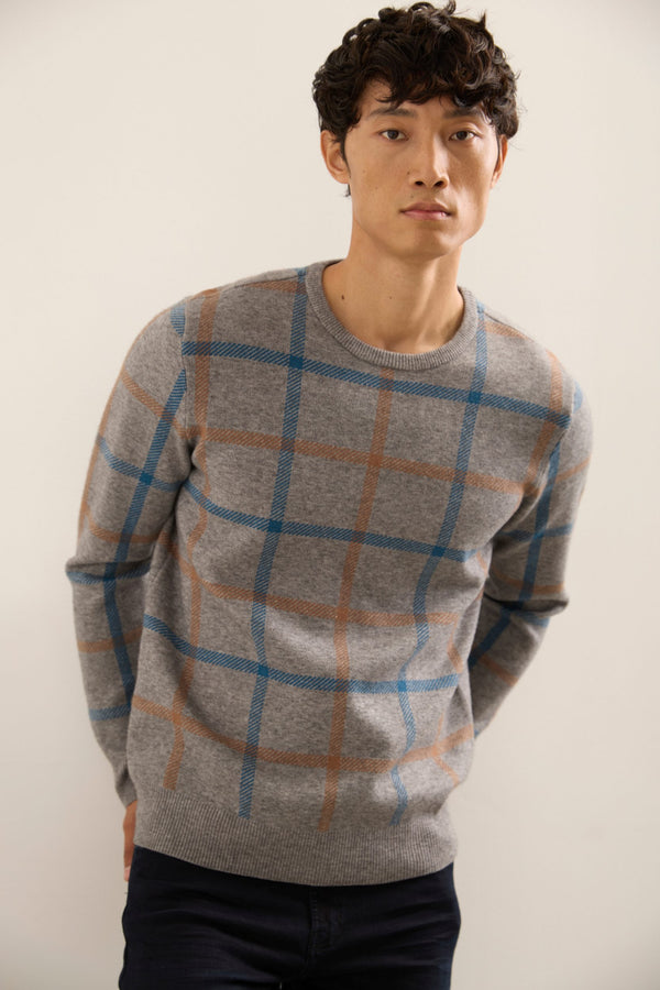Crew Neck Check Sweater