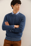 Herringbone Merino Wool Crew Neck Sweater