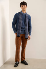 Herringbone Merino Wool Crew Neck Sweater