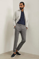 Slim fit check pant with cuffs